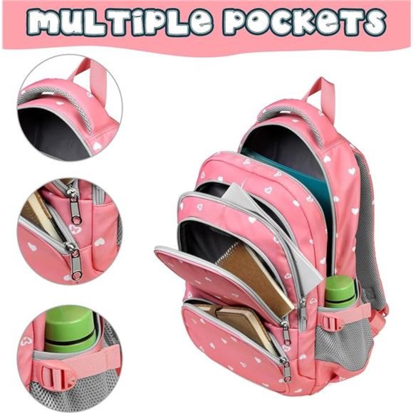 Travel Backpack Girls Pink Bookbags Kindergarten Primary Elementary School Bags - Picture 5 of 7